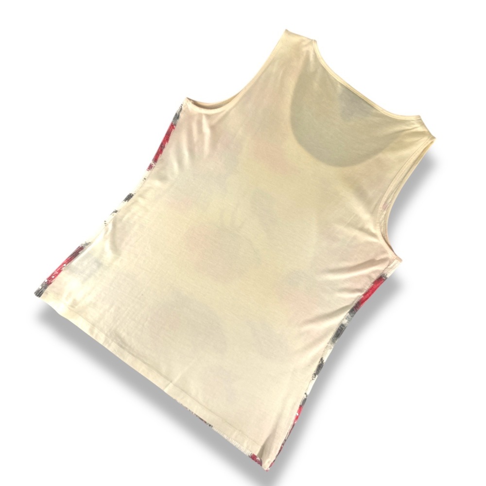 Dana Buchman Floral Sequin Tank Top Sleeveless Blouse Ivory Red Gray Medium EUC - Picture 3 of 8